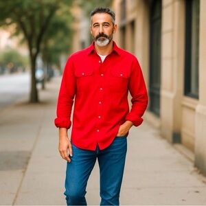 Vintage Woolrich Red Shirt Button Down Wool Blend Size Small Men’s